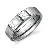 Flat Edge With Laser Pattern 6 Mm Comfort Fit Mens Tungsten Wedding Ba...
