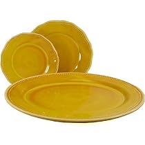 Le Cadeaux Triple Weight Melamine 9 Piece Dinnerware Set, Solid Yellow