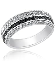 3/4 (0.71-0.80) Cts Black & White Diamond Ring in 14K White Gold