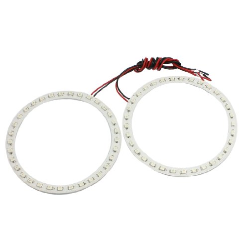 2 x 100mm Red 33 SMD LED Rear Angel Eyes Ring