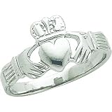 14K White Gold Claddagh Ring Sz 7