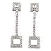Sterling Silver/White Luster Diamond Square Dangle Earrings