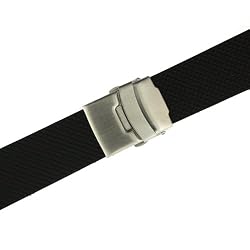 Watch Band Rubber Waterproof Strap Adjustable Stainless Steel Deployment Buckle Black 20 millimeter