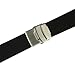 Tech Swiss 22mm Watch Band PU Waterproof Strap Adjustable Stainless Steel Deployment Buckle Black