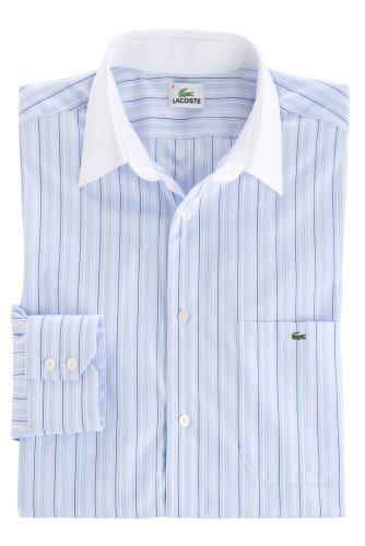 Long Sleeve White Collar Stripe Poplin Shirt
