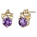 Jewelry : Trendy and Vibrant 0.75 cts Round Cut Amethyst Diamond Earrings 14Kt Yellow Gold