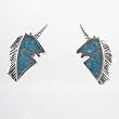 Little Sterling Silver and Turquoise Inlaid Unicorn Earrings, #11081