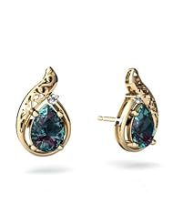 Created Alexandrite 14kt Yellow Gold Filligree Earrings