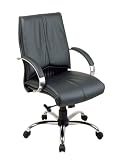 Deluxe Mid Back Executive Leather Chair With Chrome Base And Padded Chrome Arms By Office Star