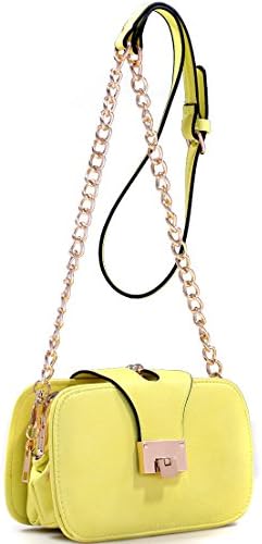 Dasein Mini Gold-Tone Chain Strap Crossbody Bag - Yellow