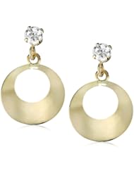 14k Yellow Gold Cubic Zirconia Open Circle Dangle Earrings