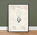 EDISON LIGHT BULB POSTER 1882 Thomas Edison Electric Lamp Us Patent Art Poster Print Inventor Genius Reproduction Gift (5