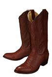 Resistol Ranch 'M3172' Crocodile Belly Cowboy Boots Mens - Cognac