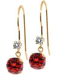 1.23 Ct Round Cognac Red Diamond White Diamond 14K Yellow Gold Earrings