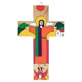 Hand Painted Wood Crosses - Rising Christ - 7.9 Inch./20 Cm. ~ Exporsal