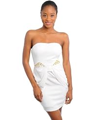 Strapless Polyester/Spandex Sweetheart Stretchy Draped Jeweled Pleated  Elasticized   Waistline Party Dress  With a Bow(s)