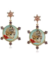 Betsey Johnson "Vintage Kitty" Kitty Cameo Drop Earrings