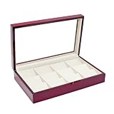 Glossy Rosewood Pocket Watch Storage Holder Clear Glass Top Display Case For 12 Pocket Watches