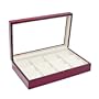Glossy Rosewood Pocket Watch Storage Holder Clear Glass Top Display Case For 12 Pocket Watches