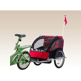 Rover 2 in 1 Combination Baby Stroller and Bike Trailer for Two New Red/Black