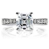 DeGeneve's Engagement Ring - Silver, Asscher Cut CZ - 925 Sterling Silver Rhodium Electroplated - 6
