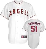 Joe Saunders Jersey: Adult 2010 Majestic Home White Replica #51 Los Angeles Angels of Anaheim Jersey - Small