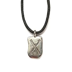 Rune Geba Pewter Pendant on Corded Necklace, Ancient Runes Collection
