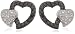 9ct White Gold Black/White Diamond Heart Earrings
