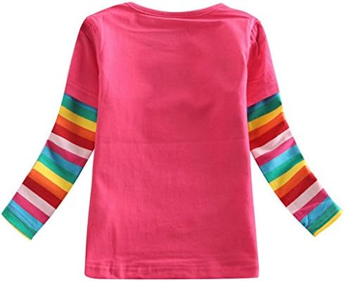 Peppa Pig Little Girls Spring Fall Long Sleeve Cartoon Embroidered Cotton T-Shirts,Rose-Red,3T (2/3Y)