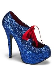 5 3/4 Inch Heel Concealed Platform Glitter Pump With Ribbon Lacing