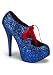 5 3/4 Inch Heel Concealed Platform Glitter Pump With Ribbon Lacing