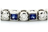 14K White Gold 4.25cttw. Blue Sapphire & Diamond Bracelet