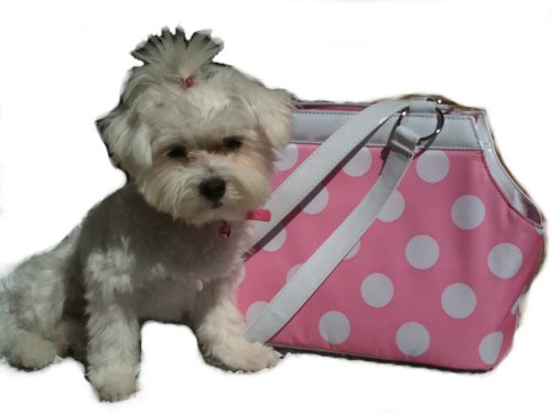 Pink & White Polka Dot Small Dog Puppy Purse Carrier Tote