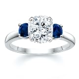 1.74 CT CUSHION DIAMOND W ROUND BLUE SAPPHIRE RING 18K