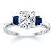 2.01 CT CUSHION DIAMOND W ROUND BLUE SAPPHIRE RING 18K