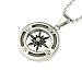 Stainless Steel Cubic Zirconia and Flaming Sun Wheel Medallion Pendant Necklace