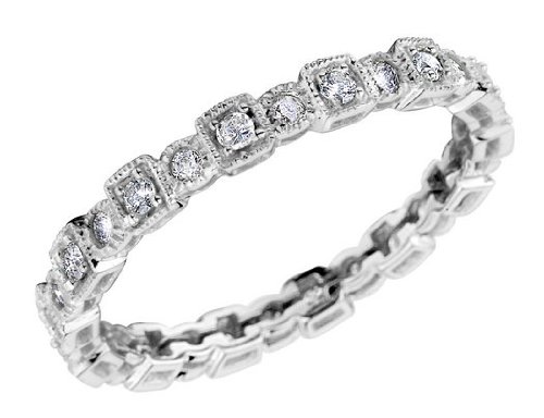 Childrens Toyshop  Jewelry : Diamond Eternity Wedding Anniversary Band 1/2 Carat (ctw) in 14K White Gold (3mm)