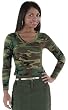 Womens Woodland Camo Long Sleeve V-neck T-shirt