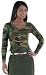 Womens Camouflage Shirts V-Neck Long Sleeve Babydoll Shirt (XS)