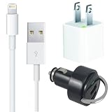 New 8-Pin - Lightning USB Data / Sync Charging Cable + Cube Wall Charger Adapter + Car Charger Combo for Apple iPhone 5 iPod Touch 5G 5th Gen iPod Nano 7th Gen iPad Mini iPad 4 iPad 4G 4th Generation - White