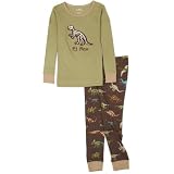 Hatley Boys 2-7 Polo Pajama Set - Dinosaurs Glow In The Dark,Sage/Coco Loco,5