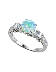 2.03 Cttw 14k White Gold Plated Sterling Silver Engagement Ring with 6 Genuine... by 