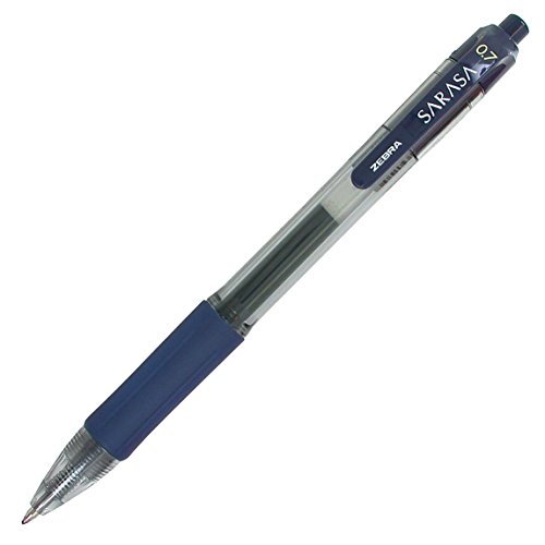 Zebra Sarasa Rapid Dry Ink Gel Retractable Pen, 0.7mm, Navy, 12 Pack (46910)