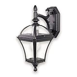 Globe Colonial One-Light Outdoor Downward Wall Sconce, Black with Clear Beveled Globe #4205801