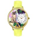 Whimsical Watches Unisex Siamese Cat Yellow Leather Watch #G0120007
