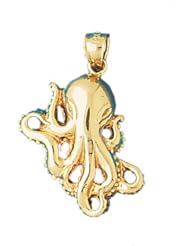 Dazzlers Solid 14k Gold Octopus Charm Pendant Available in three colors from jewelsberry (weights: 4.1 grams only)