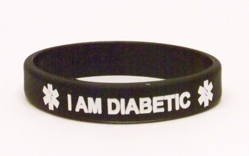 Silicone Diabetic Medical ID Bracelet, Black