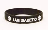 Silicone Diabetic Medical ID Bracelet, Black