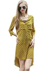 High-Low-Hem Polyester Polka Dot Print  Dress