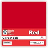 Red Cardstock 12" x 12" - 25 Pack from Cardstock Warehouse 65# Cover